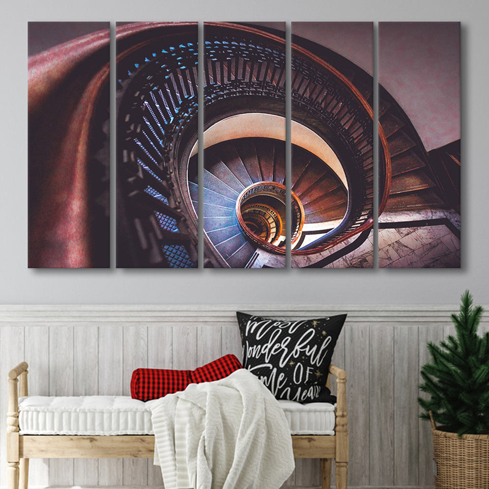 Spiral Staircase, Abstract Canvas Art 5 Panels B,Large Canvas,Canvas Prints Wall Art Home Decor
