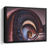 Spiral Staircase, Abstract Canvas Art Framed Canvas Prints Wall Art Decor, Black Floating Frame