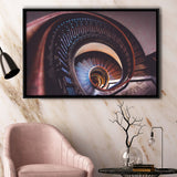 Spiral Staircase, Abstract Canvas Art Framed Canvas Prints Wall Art Decor, Black Floating Frame