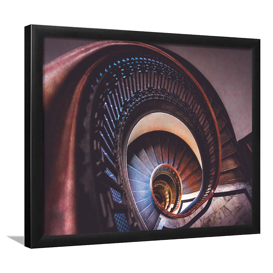 Spiral Staircase, Abstract Art Framed Art Prints Wall Art Decor,Black Frame, Ready to hang
