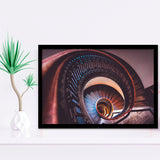 Spiral Staircase, Abstract Art Framed Art Prints Wall Art Decor,Black Frame, Ready to hang