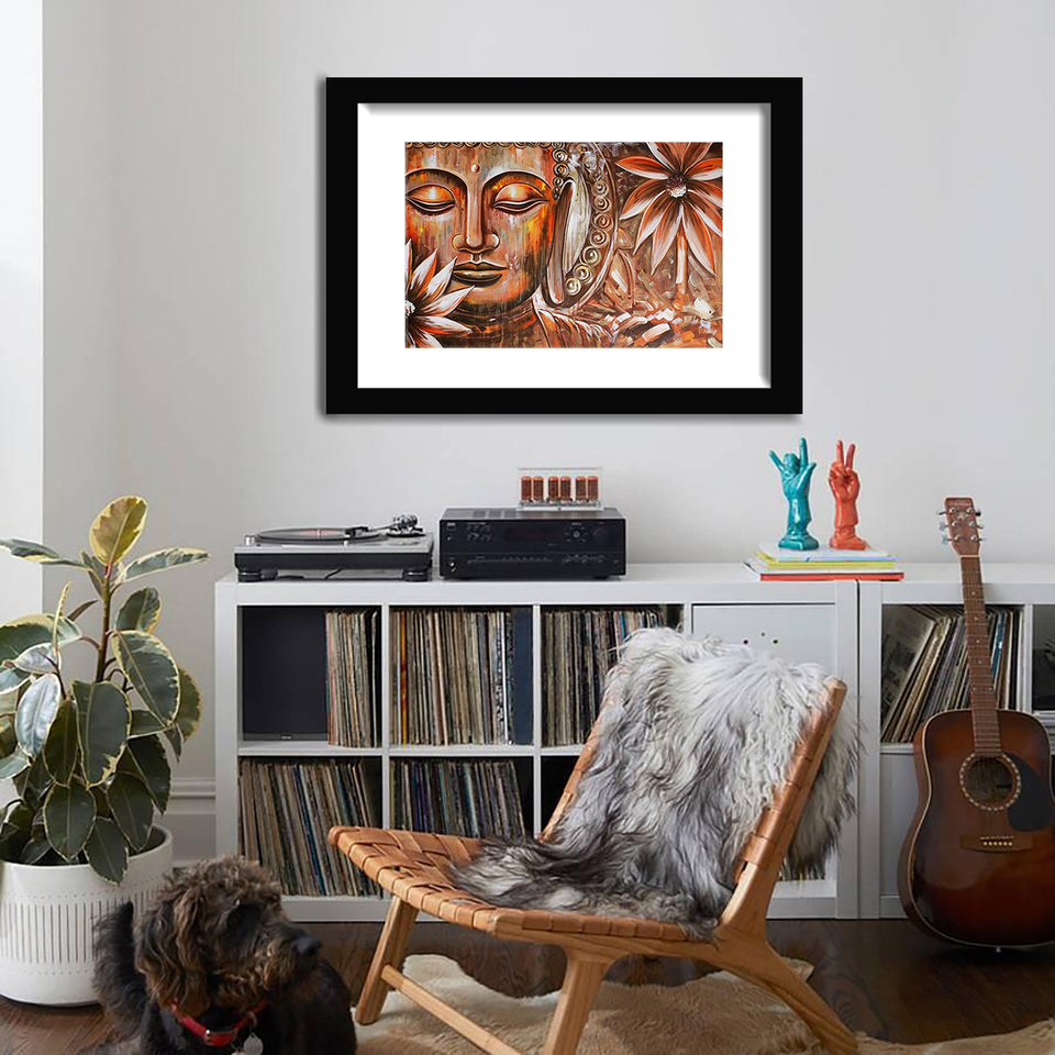 Spiritual Lord Buddha Face-Art Print, Canvas Art,Framed Art,Plexiglass Cover