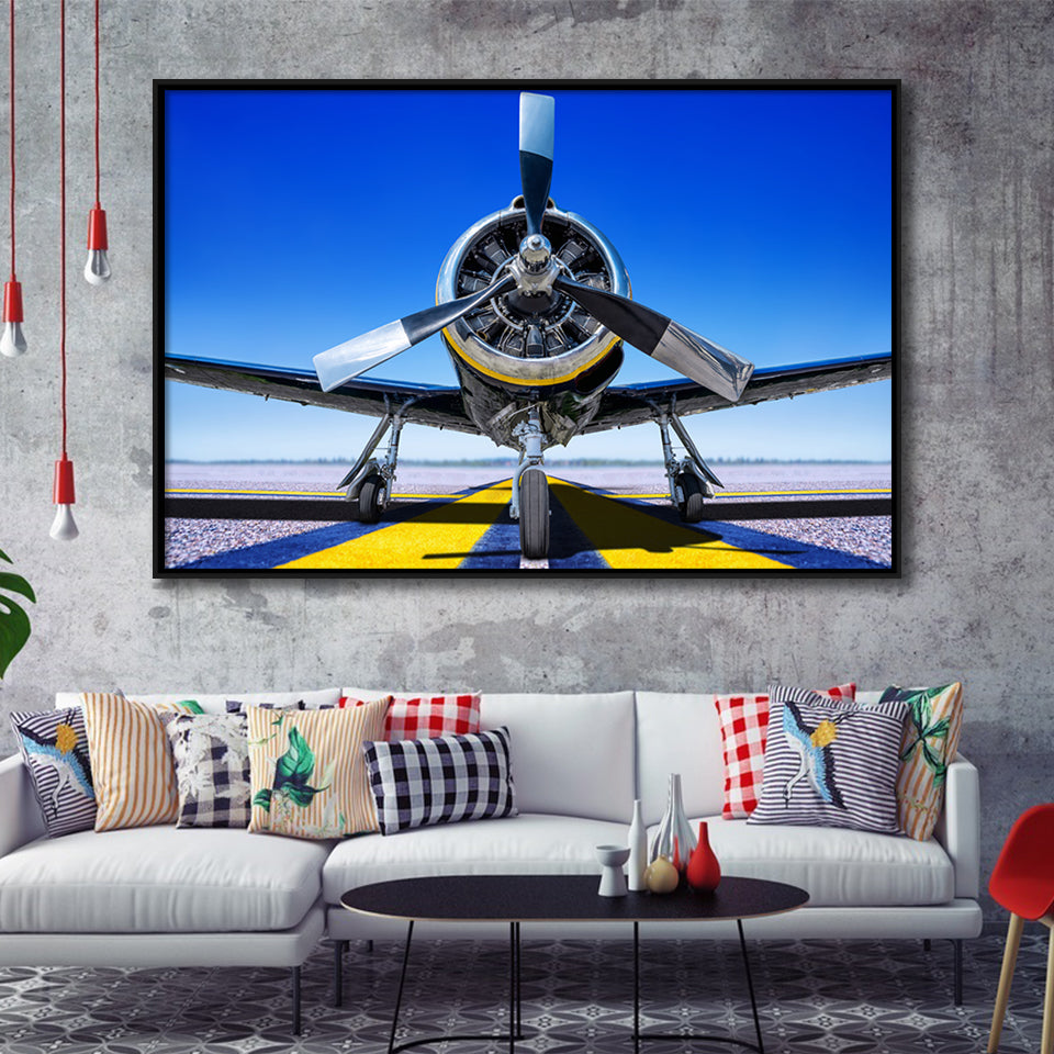 Sports Plane Hi Res Framed Canvas Prints Wall Art Decor - Painting Canvas, Black Framed Picture