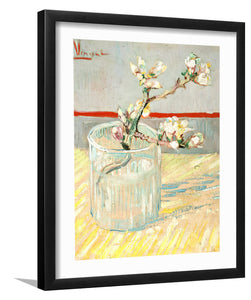Sprig of flowering almond blossom in a glass_Vincent Van Gogh-Art Print,Frame Art,Plexiglass Cover