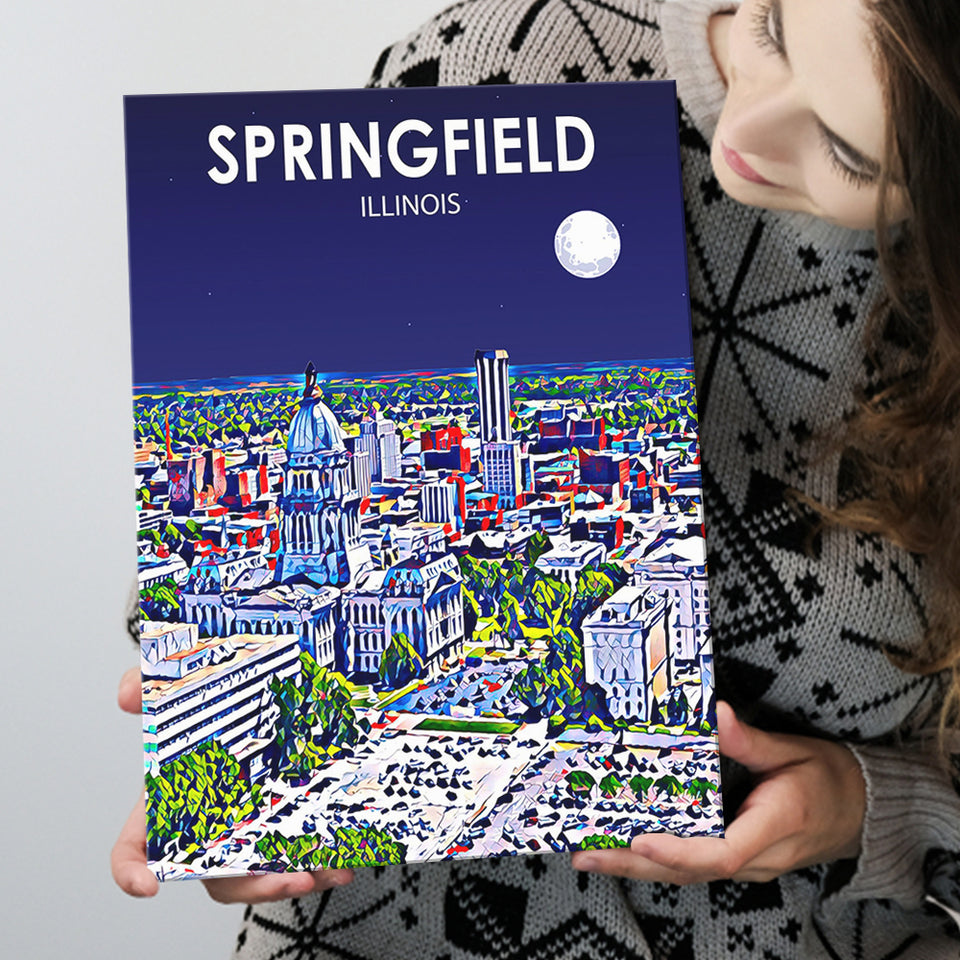 Springfield IL Art V1 ,City Art Print, Large Canvas, Canvas Print Wall Art Home Decor