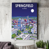 Springfield IL Art V1 ,City Art Print, Large Canvas, Canvas Print Wall Art Home Decor