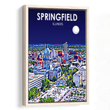 Springfield IL Art V1, Large Canvas, Framed Canvas Print Wall Art Home Decor, Floating Frame