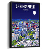 Springfield IL Art V1, Large Canvas, Framed Canvas Print Wall Art Home Decor, Floating Frame