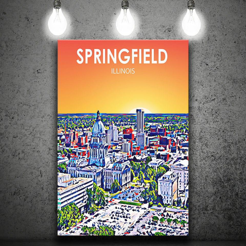 Springfield IL Art ,City Art Print, Large Canvas, Canvas Print Wall Art Home Decor