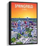 Springfield IL Art, Large Canvas, Framed Canvas Print Wall Art Home Decor, Floating Frame