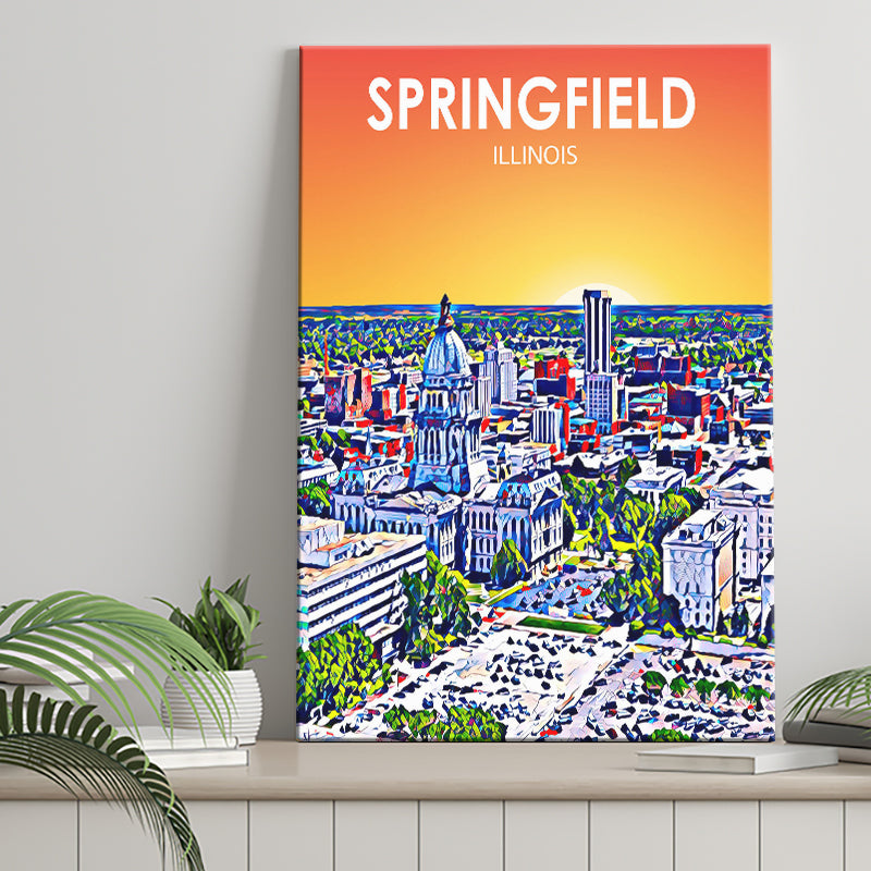 Springfield IL Art ,City Art Print, Large Canvas, Canvas Print Wall Art Home Decor