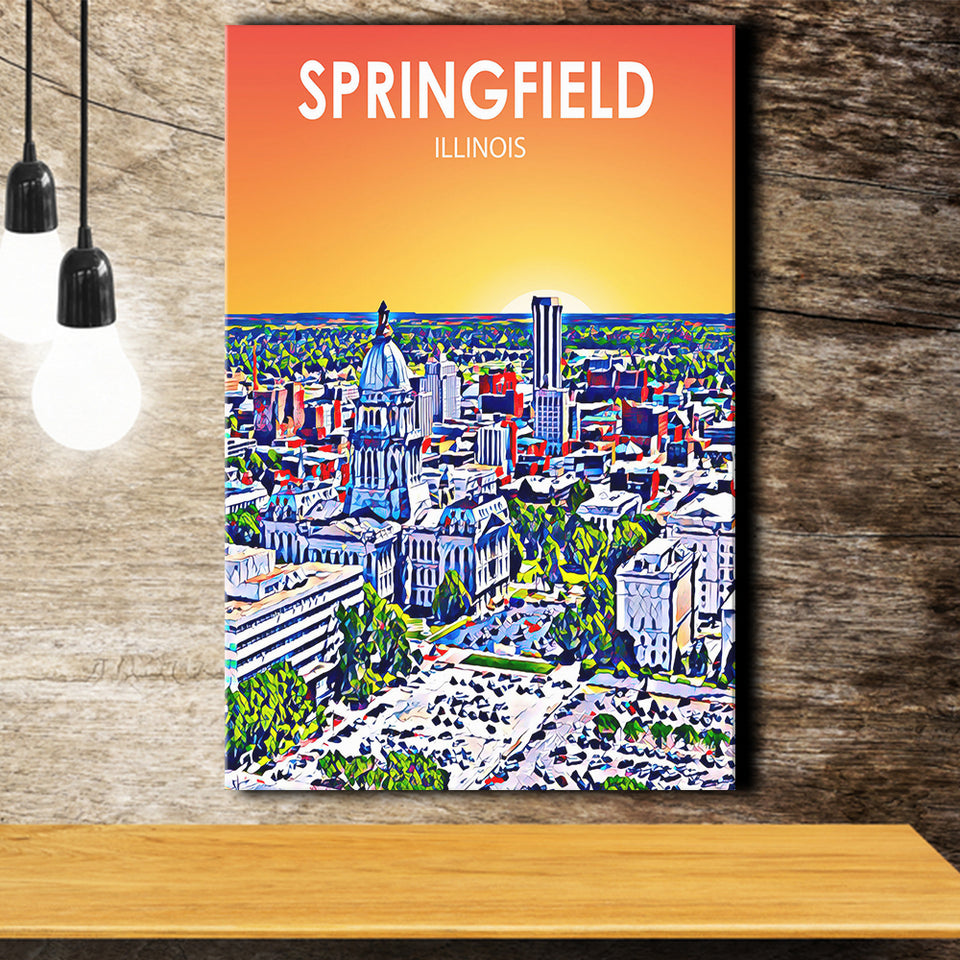 Springfield IL Art ,City Art Print, Large Canvas, Canvas Print Wall Art Home Decor