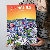 Springfield IL Art ,City Art Print, Large Canvas, Canvas Print Wall Art Home Decor