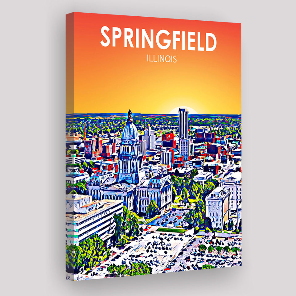 Springfield IL Art ,City Art Print, Large Canvas, Canvas Print Wall Art Home Decor
