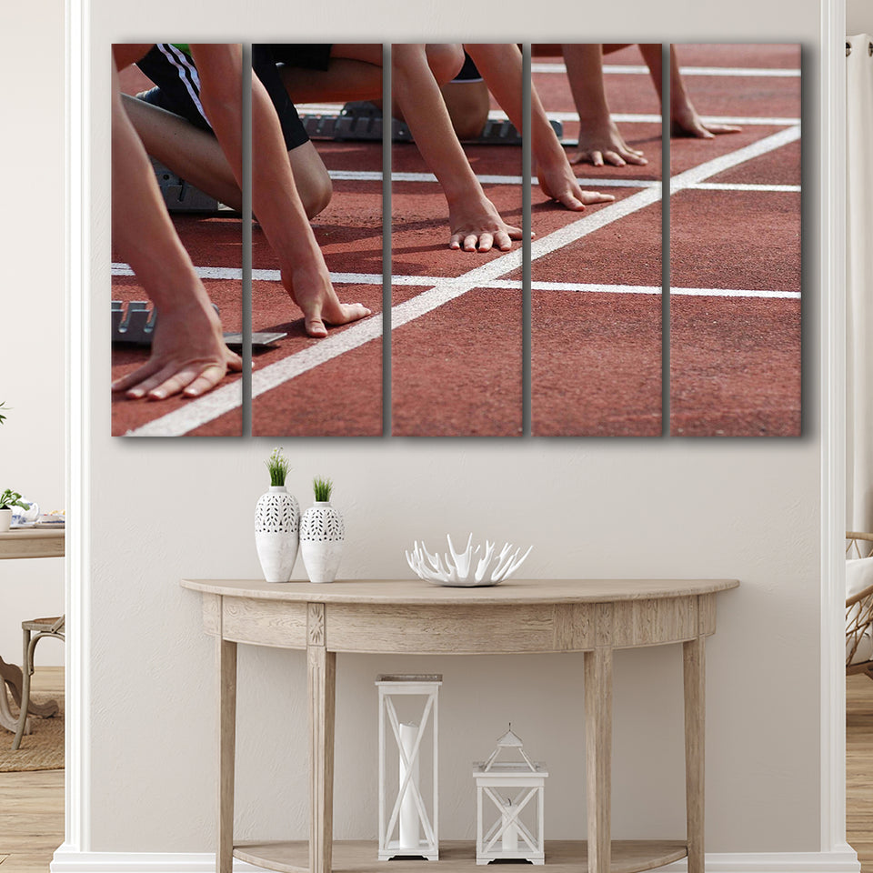 Sprint Start Stadium Canvas Prints Art Sport Wall Decor Athletics,Multi Panels B,Sport Stadium Art Prints, Fan Gift