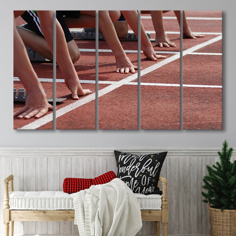 Sprint Start Stadium Canvas Prints Art Sport Wall Decor Athletics,Multi Panels B,Sport Stadium Art Prints, Fan Gift