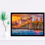 St Augustine Florida Usa Skyline Bridge City Art Watercolor Framed Art Prints Wall Art Decor,Framed Picture