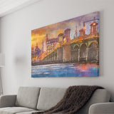 St Augustine Florida Usa Skyline Bridge City Art Watercolor Canvas Prints Wall Art Home Decor, Large Canvas