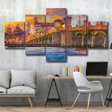 St Augustine Florida Usa Skyline Bridge 5 Pieces Mixed Canvas Prints Wall Art Home Decor