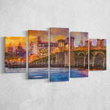 St Augustine Florida Usa Skyline Bridge 5 Pieces Mixed Canvas Prints Wall Art Home Decor