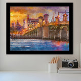 St Augustine Florida Usa Skyline Bridge City Art Watercolor Framed Art Prints Wall Art Decor,Framed Picture