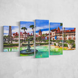 St Augustine Florida Usa Town Square 5 Pieces Mixed Canvas Prints Wall Art Home Decor