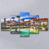 St Augustine Florida Usa Town Square 5 Pieces Mixed Canvas Prints Wall Art Home Decor