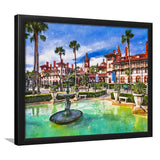 St Augustine Florida Usa Town Square City Art Watercolor Framed Art Prints Wall Art Decor,Framed Picture