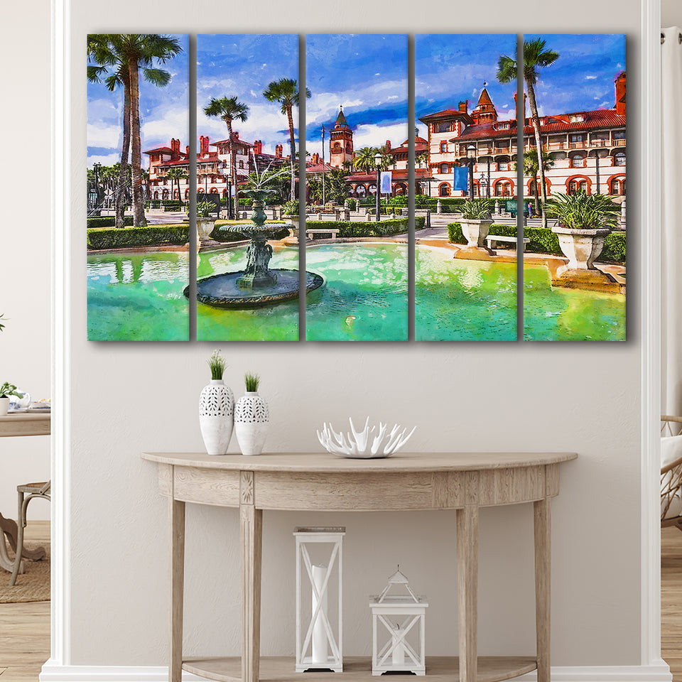 St Augustine Florida Usa Town Square 5 Pieces Extra Large Canvas Prints Wall Art Home Decor