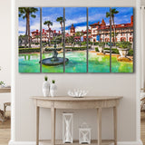 St Augustine Florida Usa Town Square 5 Pieces Extra Large Canvas Prints Wall Art Home Decor