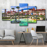 St Augustine Florida Usa Town Square 5 Pieces Mixed Canvas Prints Wall Art Home Decor