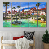 St Augustine Florida Usa Town Square 5 Pieces Extra Large Canvas Prints Wall Art Home Decor
