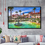 St Augustine Florida Usa Town Square City Art Watercolor Framed Art Prints Wall Art Decor,Framed Picture