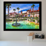 St Augustine Florida Usa Town Square City Art Watercolor Framed Art Prints Wall Art Decor,Framed Picture