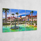 St Augustine Florida Usa Town Square 5 Pieces Extra Large Canvas Prints Wall Art Home Decor