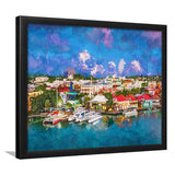 St Johns Antigua Barbuda Town Skyline City Art Watercolor Framed Art Prints Wall Art Decor,Framed Picture