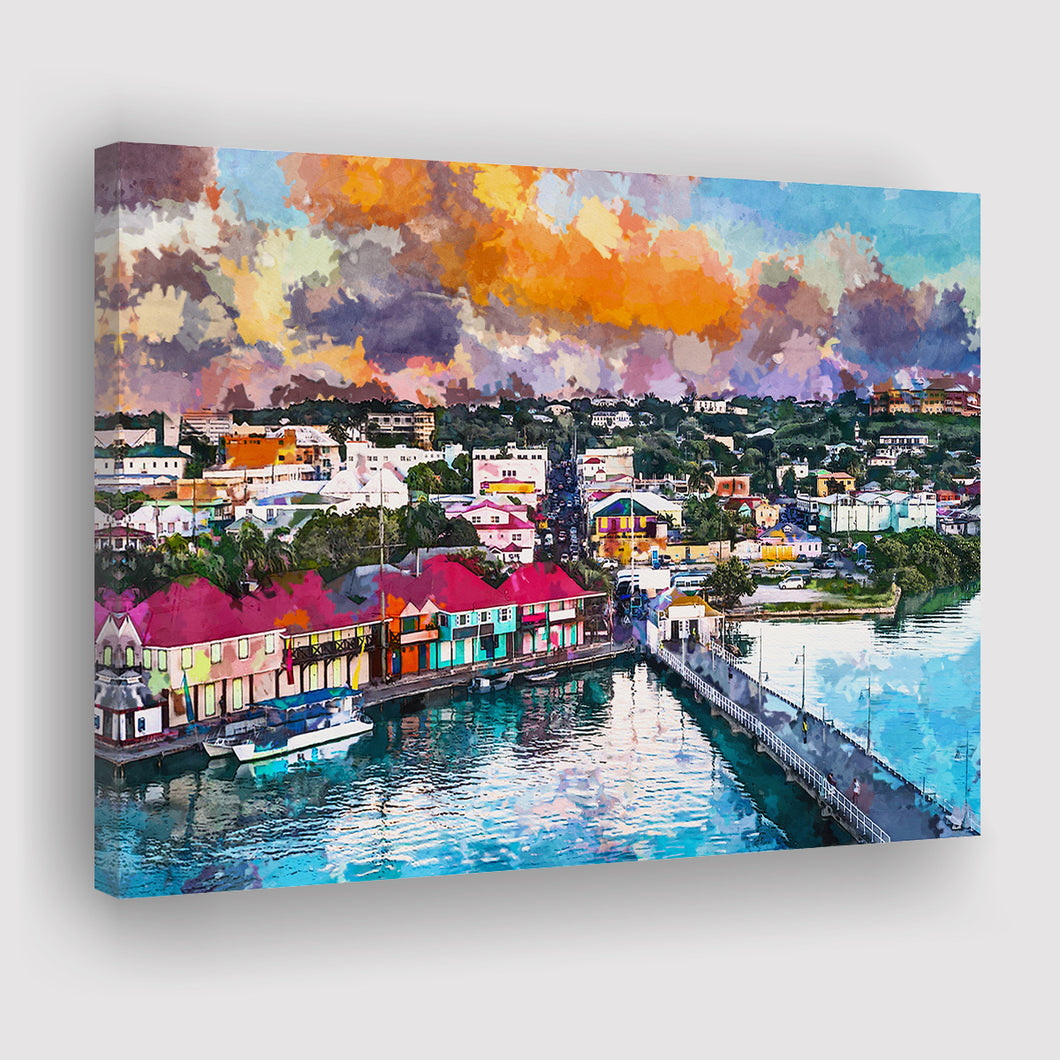 Spacious Harbor Skyline Wall Decoration Canvas Art City 