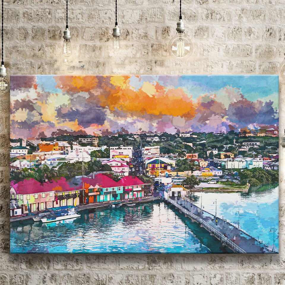 Spacious Harbor Skyline Wall Decoration Canvas Art City 