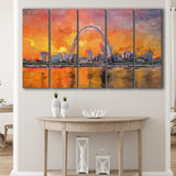 St Louis Missouri Usa Downtown Cityscape 5 Pieces Extra Large Canvas Prints Wall Art Home Decor