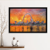 St Louis Missouri Usa Downtown Cityscape City Art Watercolor Framed Canvas Prints Wall Art Home Decor,Floating Frame