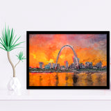 St Louis Missouri Usa Downtown Cityscape City Art Watercolor Framed Art Prints Wall Art Decor,Framed Picture