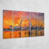 St Louis Missouri Usa Downtown Cityscape 5 Pieces Extra Large Canvas Prints Wall Art Home Decor