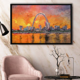 St Louis Missouri Usa Downtown Cityscape City Art Watercolor Framed Canvas Prints Wall Art Home Decor,Floating Frame