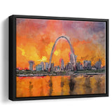 St Louis Missouri Usa Downtown Cityscape City Art Watercolor Framed Canvas Prints Wall Art Home Decor,Floating Frame