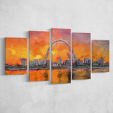 St Louis Missouri Usa Downtown Cityscape 5 Pieces Mixed Canvas Prints Wall Art Home Decor