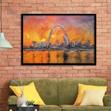 St Louis Missouri Usa Downtown Cityscape City Art Watercolor Framed Art Prints Wall Art Decor,Framed Picture