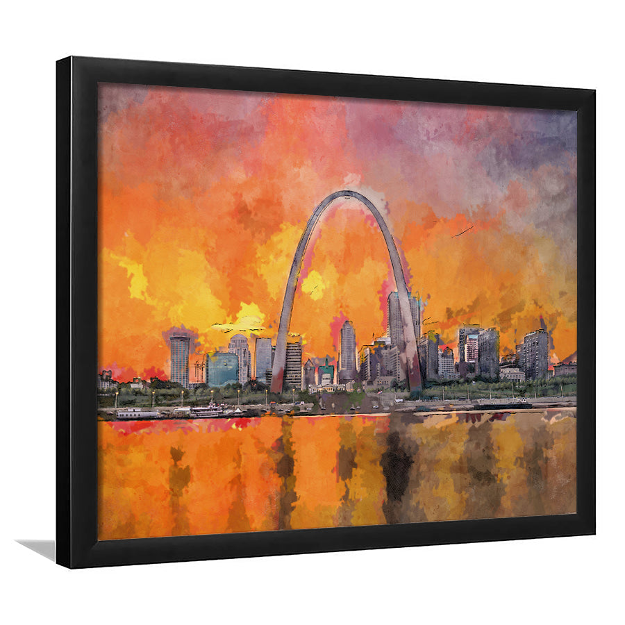 St Louis Missouri Usa Downtown Cityscape City Art Watercolor Framed Art Prints Wall Art Decor,Framed Picture