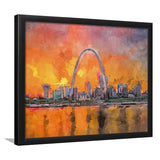 St Louis Missouri Usa Downtown Cityscape City Art Watercolor Framed Art Prints Wall Art Decor,Framed Picture