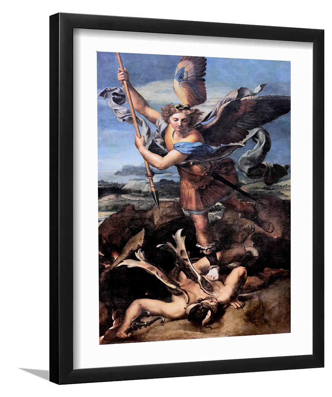 St.Michael kills the demon - Framed Prints, Painting Art, Art Print, Framed Art, Black Frame
