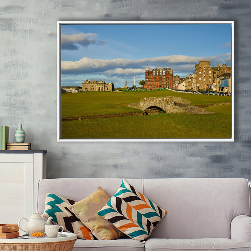 St Andrews Golf Club,Old Course Hole 18, St Andrews, Scotland, Golf Art Print, Framed Canvas Prints Wall Art Decor, Floating Frame